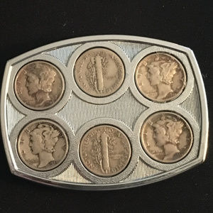 NEW~Unique Belt Buckle with US Mercury Dimes